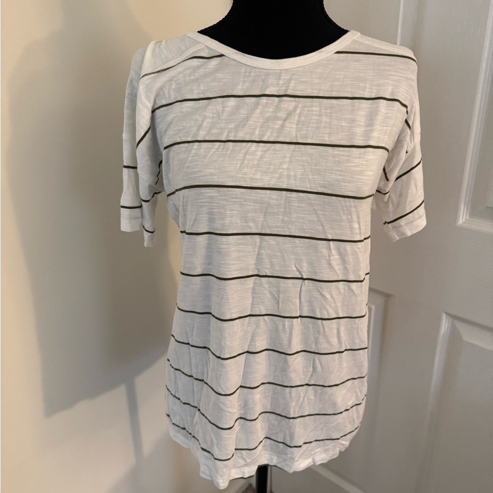 Design History Striped White and Green Top S NWT